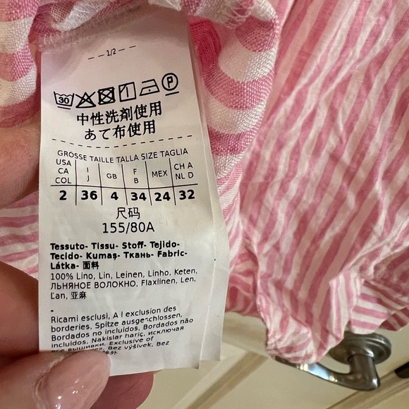 Pink linen striped button down shirt - Picture 6 of 6